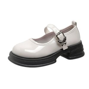 Thick-Soled WomenS Leather Shoes New Autumn Platform Loafers With Buckle Strap