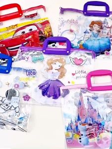 Cartoon Characters Zipper Bag Clear Long Plastic Envelope With Handle School Supplies
