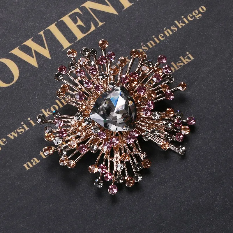 Vintage Style Crystal Rhinestone Brooch Pins For Women - Gold Enamel Fashion Jewelry For Parties, Banquets & Gifts