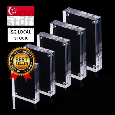 [SG FREE ] Transparent Acrylic Photo Frame Magnetic Poster Display Stand