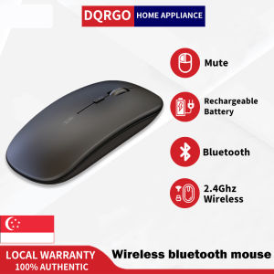 DQRGO [SG Stock] Bluetooth Mouse Ergonomic Mouse Silent Mouse Wireless Bluetooth Dual Mode Computer Mouse PC Rechargeable 2.4Ghz USB Optical Mice for Laptop PC
