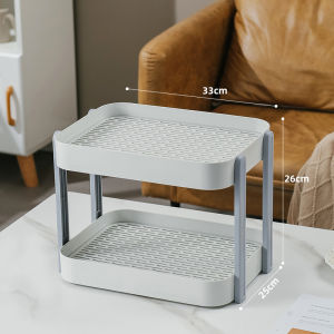 YEYA Khay đựng hai tầng hiện đại có khả năng thoát nước dùng để lưu trữ bếp và bộ trà khay nhựa chống trượt với thiết kế thông gió