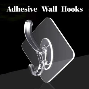 10pcs Self-adhesive Transparent Seamless Hooks Wall Hanger Punch Free Hanging Rack for Home Organization