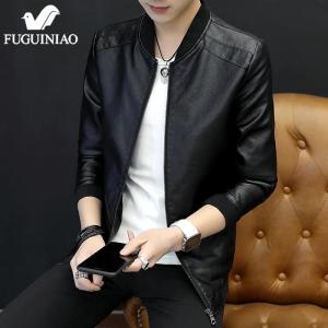 Fuguiniao 2020 Mens Leather Jacket Handsome High Quality Leather Coat