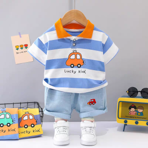 setelan anak anak/ setelan anak kaos murah premium set anak 0-5 Tahun / Setelan Anak Bayi Lucky Kid Laki-Laki Cotton