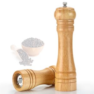 Dụng cụ Xay tiêu cầm tay bằng gỗ sang trọng lọ xay hạt tiêu bằng gỗ 8inch tiện dụng cho nhà bếp