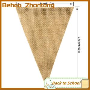 Behoo 13 Flags Vintage Jute Hessian Burlap Bunting Banner Wedding party Photography Props Celebration Party Decoration Banner