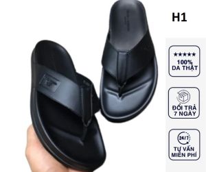Dép quai chéo da bò nam cao cấp đế pu 2 lớp chống đau chânmang êm chân sang trọng thời trang 2025 H4