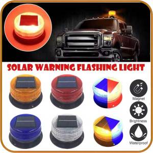 Solar-Energy LED Beacon Strobe Light Red Blue with Magnetic Base Emergency Warning Flashing Caution Lights Lamp