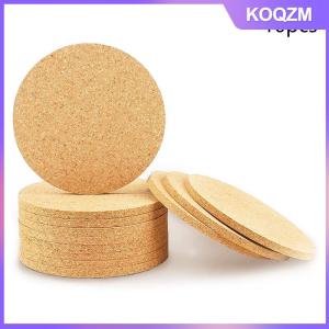 KOQZM 10PCS Cup Mat Natural Round Wooden Pad Durable Non-Slip Cork Coaster Tea Coffee Mug Drinks Holder For Table Decor DIY Tableware