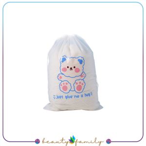BF-C979 Travel Pouch Serut Transparan Motif Bear Tas Serut Tempat Penyimpanan Serbaguna / Pouch