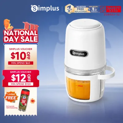 Simplus 0.3L Food Processor 6S Fast Cutting Food-Grade Material High Borosilicate Glass Bow l Baby Food Electric Meat Grinder Mini Blender 8-Blades Knife Household Puree Chopper Garlic Churn 200W，DDJR005CW，