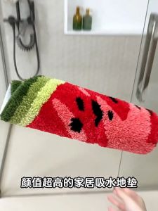 Quivlox Door Entrance Bathroom Mat Non-Slip Absorbent Faux Wool Creative Tomato Thick Rug Floor Home Decor Sajadah