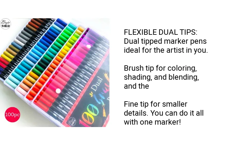 Bullet Journal 100 Colors Dual Tip Brush Pens BujoWorld 100 Colors