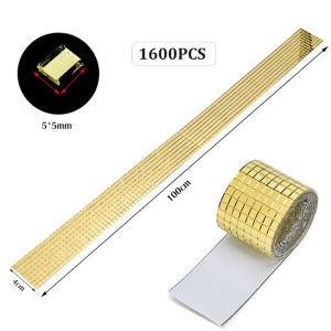 168 Self-adhesive cuttable glass patch silver mosaic tile sticker waterproof mirror sticker handmade diamond sticker flash diamond (100cm x 4cm)