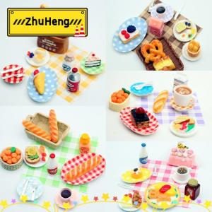 zhuheng 1 Bộ Dollhouse Mini ăn sáng chơi Dim Sum bánh mì mứt tấm mô hình thu nhỏ nhà bếp nấu nướng mô hình tự làm búp bê phụ kiện