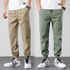 Plus Size Cotton Mens Joggers Pants Ankle Stretch Waist Green Black Khaki
