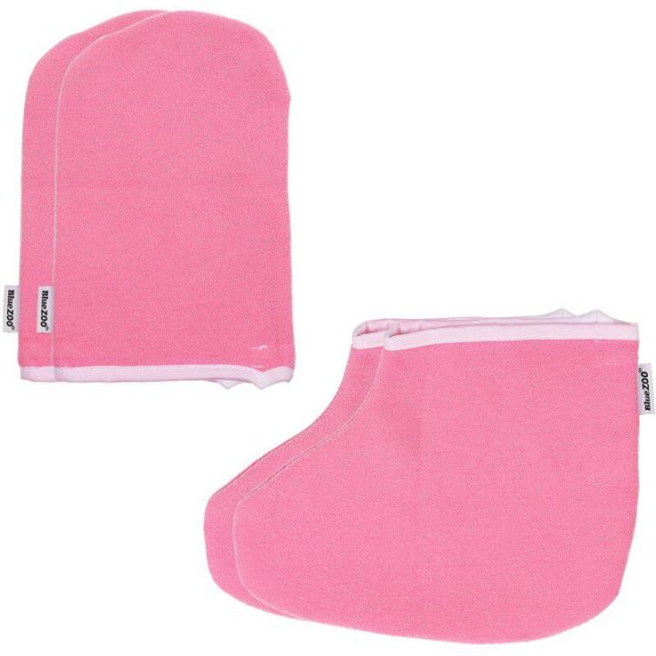 2 Pairs Soft New Paraffin Wax Protection SPA Hand Foot Mitts Moisturizing Gloves Booties for Warmer