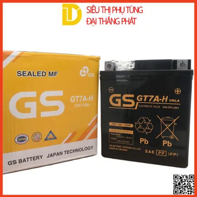 Bình ắc quy khô Gs GT7A-H 12V-7AH cho xe sh vespa mới Piaggio ZIP ( Bình ắc quy xe máy)