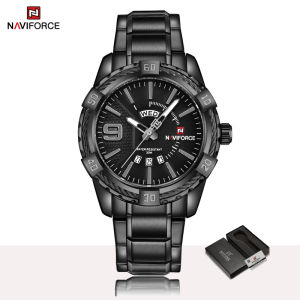 NAVIFORCE Fashion Gold Luxury Watches for Men Military Sport Waterproof Stainless Steel Strap Man Watch Date Male Clock Wristwatch NF9117S