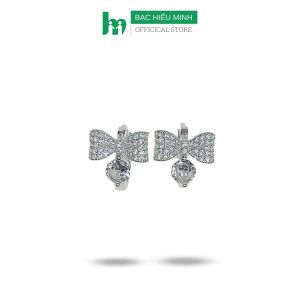 Hoa Tai Bạc 925 Hình Nơ Đính Đá Bạc Hiểu Minh HT389