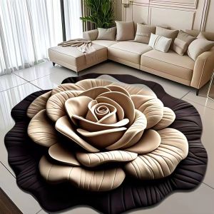 Special-Shaped Flower Diatom Mud Carpet 3d Vision Bedside Blanket Easy Care Dirty Resistant Anti-silp Bedroom Floor Mat