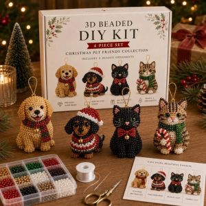 GROCERIY Santa Claus Christmas Pearl Art Craft Kit Dog Cat Snowman Elk 3D Beaded Craft Kit Craft Supplies Creative Handmade Ornaments Craft Kit Home Decor