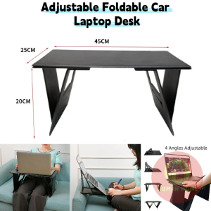SG RumahHome® Foldable Laptop Desk 4 Adjustable Angles PU Leather Non-Slip Portable Lightweight Laptop Table for Bed Sofa Travel Home Office