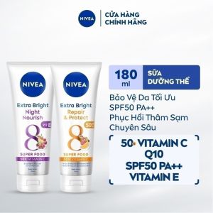 Bộ Đôi Tinh Chất Dưỡng Thể NIVEA Extra Bright Ngày Và Đêm Dưỡng Ẩm Sáng Da Phục Hồi Chống Nắng (180 ml) - 88314+88367 (Bao Bì Thay Đổi Theo Từng Đợt Nhập Hàng)