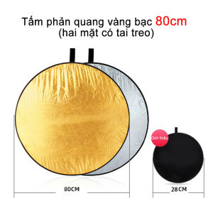Tấm hắt sáng tấm phản quang tròn kích thước 60cm/80cm/110cm 2 màu trong 1 vàng/bạc dùng tăng sáng cho chụp hình