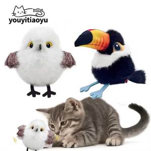 YOUYITIAOYU Flying Bird Cat Toy Interactive Chirping Bird Cat Toy Electric Rechargeable Flapping Bird Pet Toy