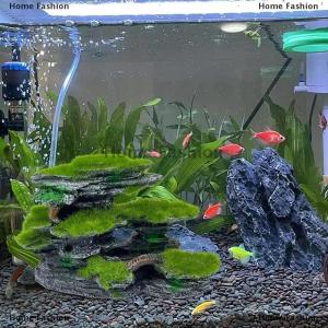 [COD] Home Fashion Aquarium Mountain View StoneAquarium View Stone Mossed Aquarium Hideout Submersible Resin Aquarium Decorations Large