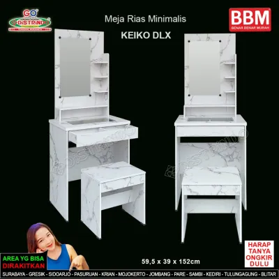 DISTRINDO Meja Rias Minimalis dengan Laci Top Meja Kaca