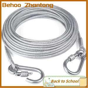 Behoo 3-10M Double-Headed Dog Tie Out Cable Leash Raction Rope Metal Buckle Steel Wire Anti-Rust Training Collar Outdoor Dogs Strap