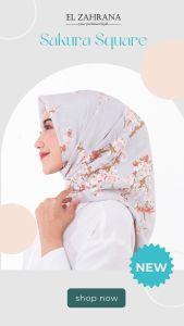 EL ZAHRANA HIJAB / JILBAB SEGI EMPAT  PREMIUM MOTIF BUNGA SAKURA Kerudung El Zahrana Original Hijab Nyaman Dan Adem Hijab Floral Untuk Berbagai Acara - Lazada