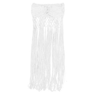 Hollowed Crochet Beach Dress Hand Knitted Swimwears Coverup Long Tassels Beach Wrap Skirt for Pool and Beach Parties