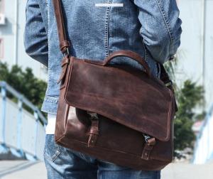 Ando Design Genuine Leather Men Crossbody Bag Multi-functional Man Handbag Briefcase Business Messenger Bags Casual Large Capacity 13 Inch Laptop Bag