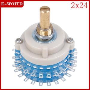 【E-WOITD】 รีเทนชิโอมิเตอร์สวิตช์2x24แบบหมุน2ขั้ว24ขั้นตอนควบคุมระดับเสียง DIY หม้อโพเทนชิโอมิเตอร์