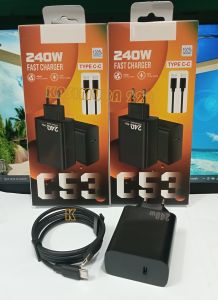 Charger RLM C53 240W Fast Charger Power Adapter Support Fast Charging Full Black Kabel TYPE C TO C