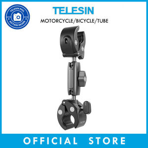 TELESIN Double Headed Crab Clamp Mount for Bike Motorcycle GoPro DJI Insta360 Dual Ball Head Camera Holder GP-HBM-001-D