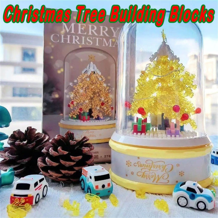 Christmas Tree Building Blocks With Music Mini Diy Brick Toys For Xmas ...
