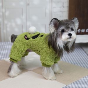 DJDK Panda Embroidered Dog Plush Jumpsuit Cartoon Thickened Warm Dog Four Legged Clothes Cute Cozy Cat Thermal Coat Autumn Winter