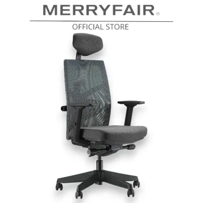 MERRYFAIR TUNE High Back Chair with Headrest -Slate Grey_Ergonomic Office Chair Adjustable Office Chair Kerusi Pejabat 人体工学椅