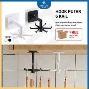 Holder Tempel Dingding Gantungan Dapur 6 Kait Cantolan Baju pakaian Serbaguna 360 Derajat High Quality