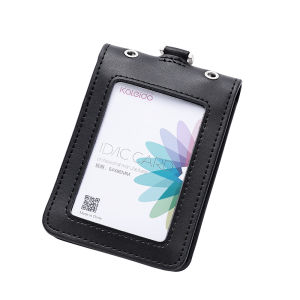 NEW High Quality Reporter Police Badge ID Credit Card Holder Genuine Leather Business Name Tag Chest Card Pouch with Neck Lanyard Staff Office Worker Supplies