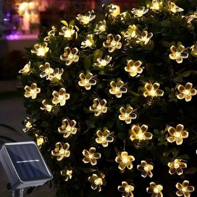 12M/100LED Solar Christmas lights waterproof outdoor flower light for garden Yard Lawn decoration