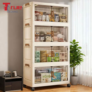 Tủ đựng đồ gấp trong suốt tủ quần áo trẻ em nhiều lớp 3/4/5 không cần lắp đặt sức chứa lớnchống bụi bánh xe đa năng