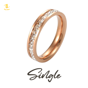 TINO TINO Cincin Wanita J15 Model full Permata Berlian Bahan Baja Titanium