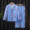 Cow StellaLou Ultraman Pikachu New Cartoon Children's Pajamas Long-sleeved Thin Section Spring and Autumn Cardigan Lapel Cute Middle and Older Children's Home Wear Set Summer 0000. 