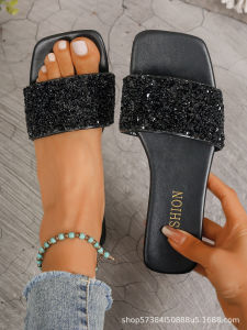 New Summer Korean Style Fashion Square-Toe Slip-On Flat Casual Plus Size WomenS Roman Sandals